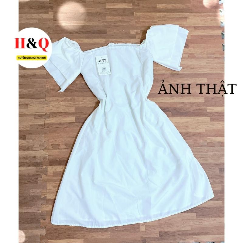 Váy Trễ Vai Tay Bồng Dáng Xòe Nữ 2 Màu Đen Trắng Tiểu Thư Style Hàn Quốc_Huyền Quang | BigBuy360 - bigbuy360.vn