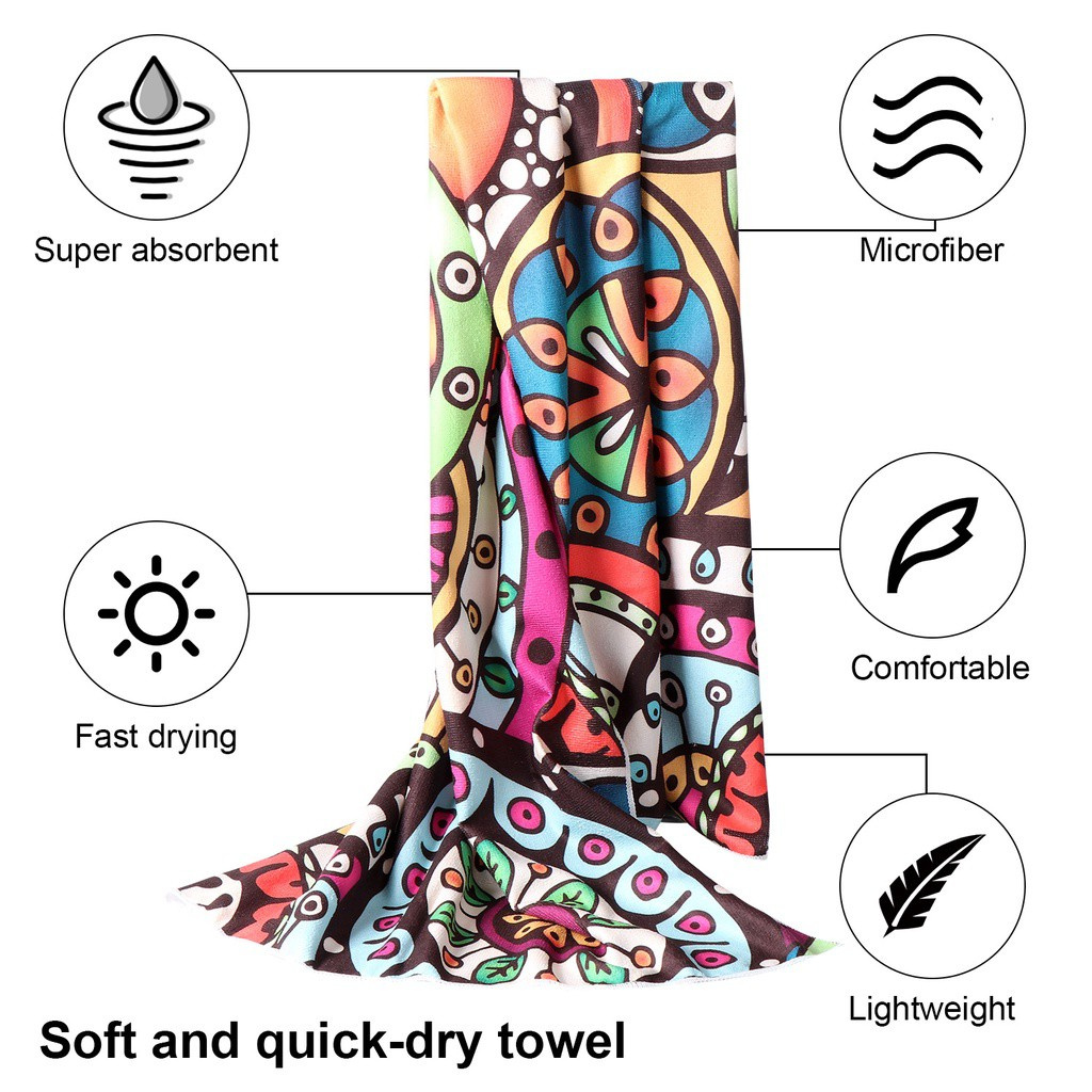 YEW Personalized Microfiber Printing Swimming Towel Sand Free Bath Towel Microfiber Beach Seat Towel Sand Proof Beach Blanket Outdoor Travel Camping Lightweight Proof Beach Blanket Wipes Sweat Towel