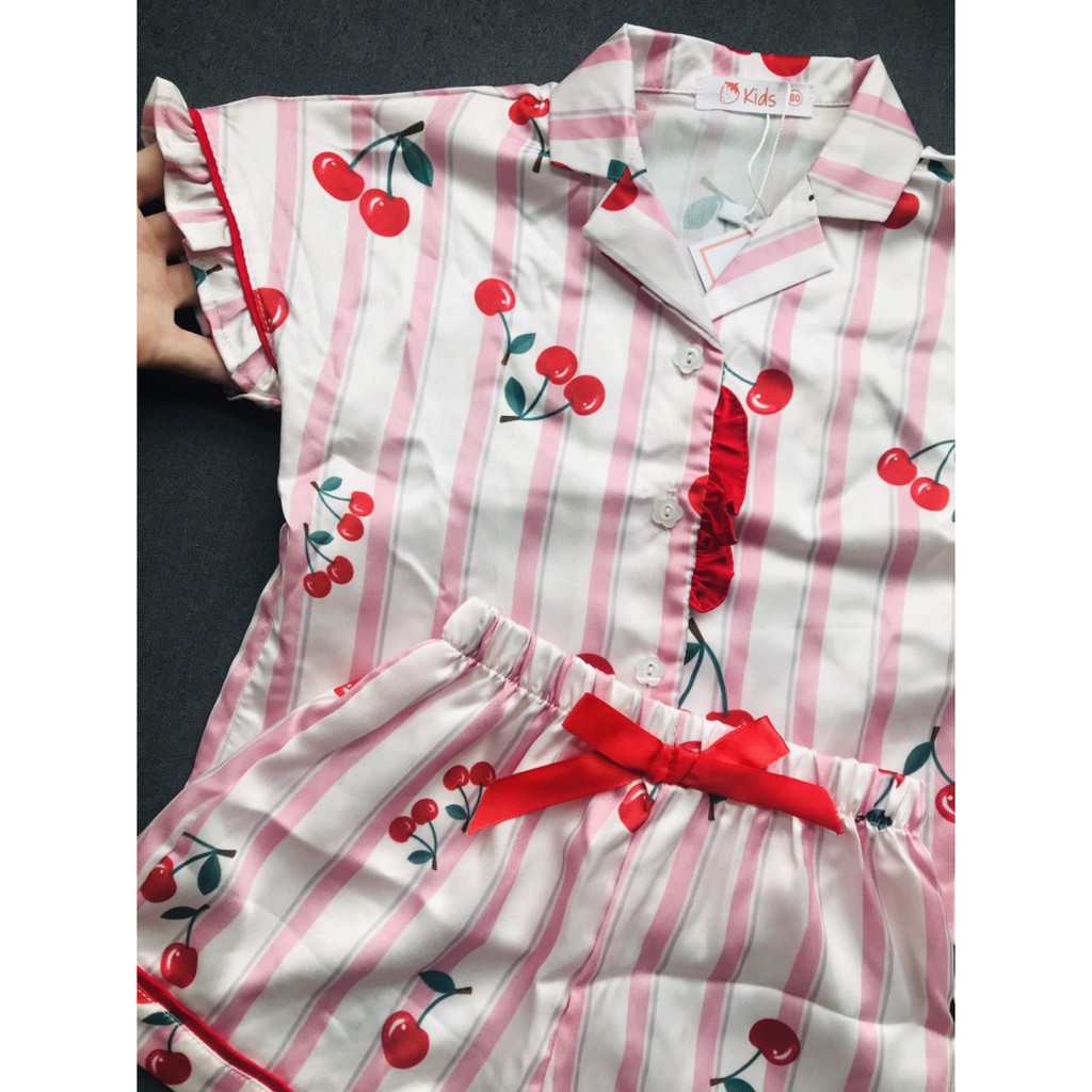 Bộ Đồ Ngủ Lụa Mềm Cho Bé Gái Pijama Cộc Tay Cho Bé Kèm Hàng Xuất Xịn Loại 1 Cho Bé Gái Size 1234Tuổi