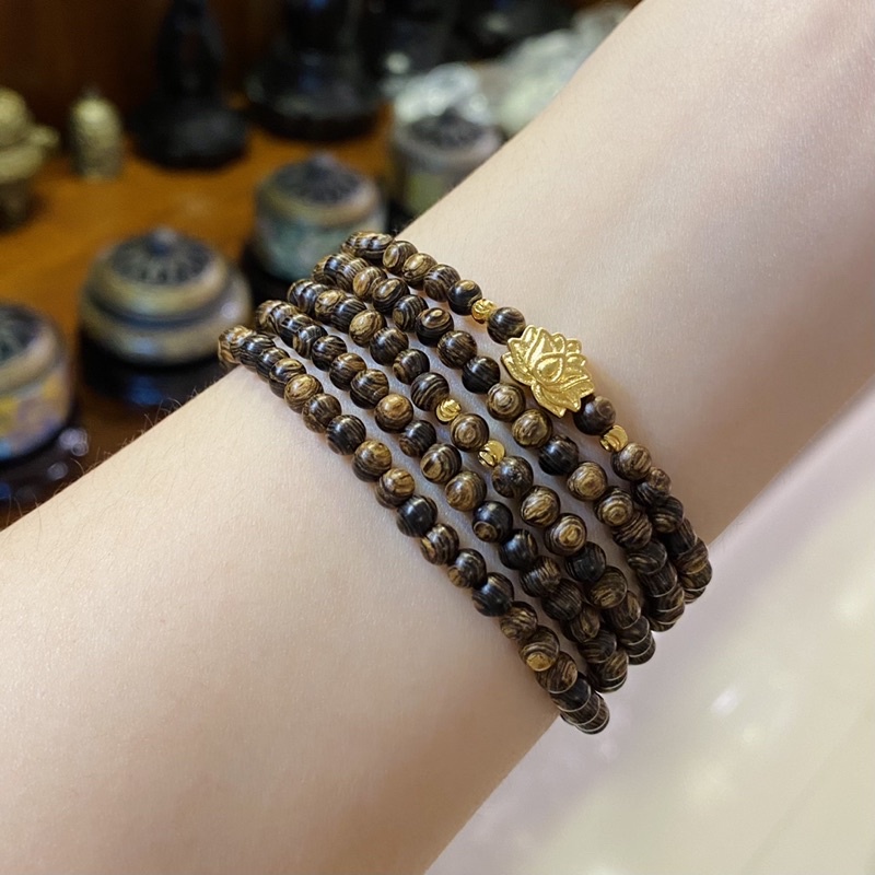 Trầm Hương Sánh Chìm 216 hạt size 4mm + charm Búp Sen + đá các mẫu - [Khách đặt]
