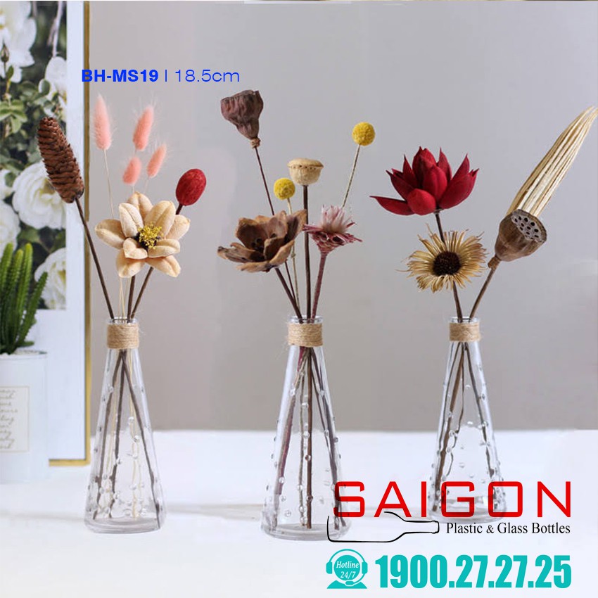 Bình hoa chấm bi nhiều màu sắc BH-MS19 cao 18.5cm