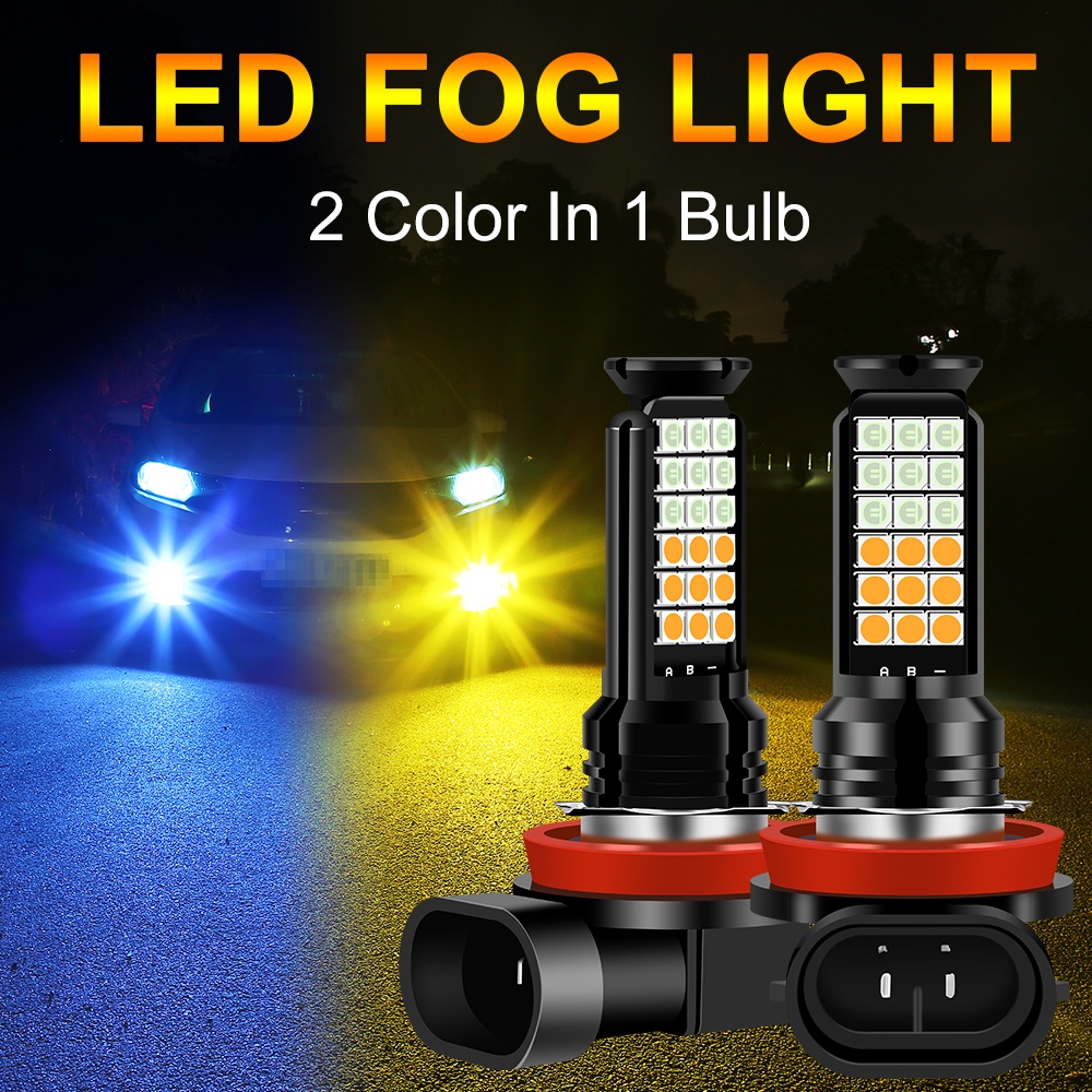 2 cái Đèn sương mù ô tô 36SMD Đèn ô tô LED hai màu H8 H11 H16 H4 H7 9005 9006