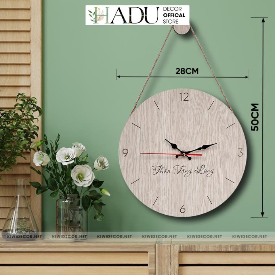 Đồng Hồ Treo Tường Gỗ Có Số Kèm Núm & Dây Treo Vintage, Decor Trang Trí Hiện Đại Tối Giản - HaduDecor