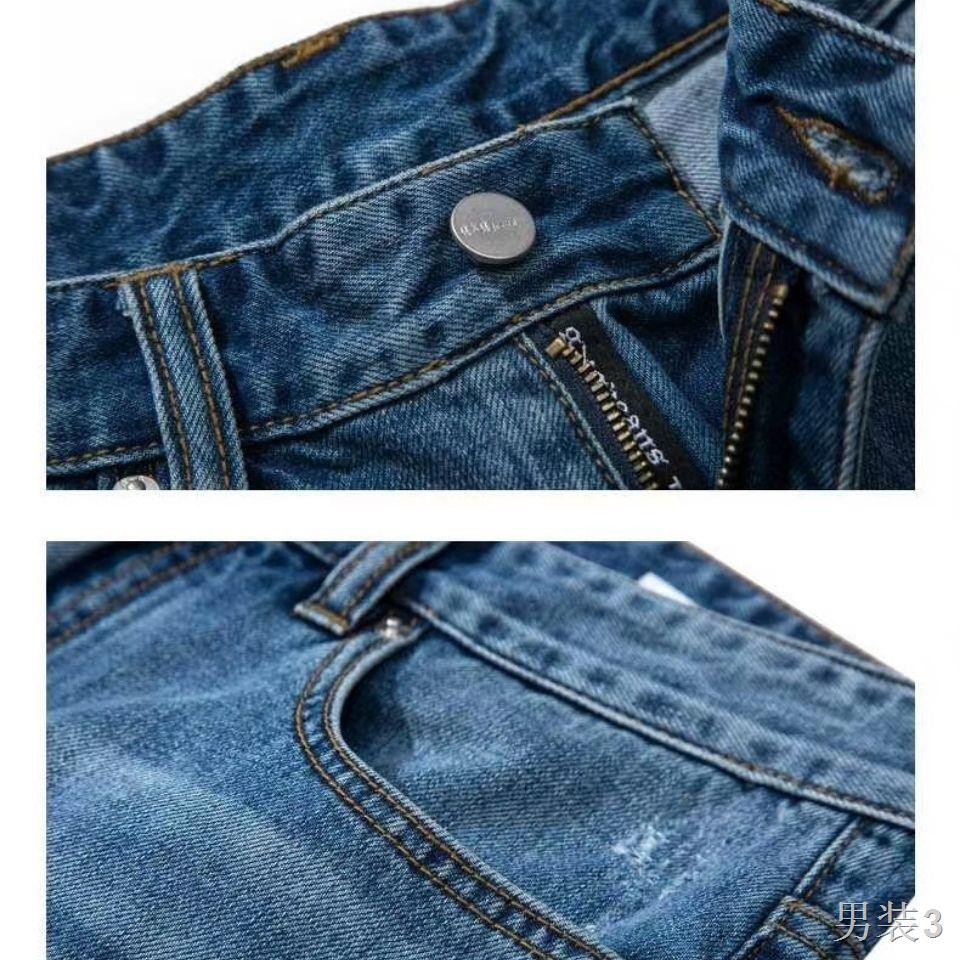Quần jenim ngắn của Quang, jeans nam yếm mùa hè Broken Cave thể thao short denim Cotton 5