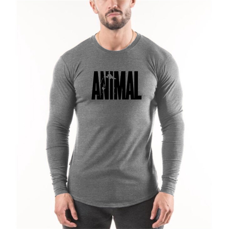 Men Breathable Sports Gyms Fashion Brand O-Neck Slim Fit Tshirt Casual Solid Workout Tee Top Long Sleeve T-shirt Sleeve Fitness