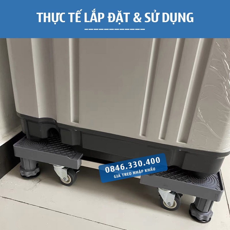Chân đế máy giặt - Kệ Máy Giặt  - Tủ lạnh 4 trụ đứng 4 Bánh xe ErgoTek MG4T4B - Bánh Xe Đôi Cao Cấp