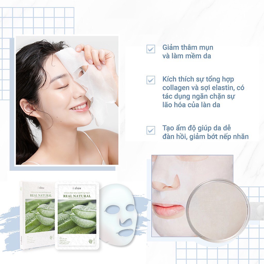 [CHÍNH HÃNG] Mặt Nạ Tinh Chất Nha Đam ISHOW 25ml Chuyên Cấp Ẩm Và Ngăn Ngừa Mụn Cho Da Hiệu Quả Sau Lần Đầu Sử Dụng