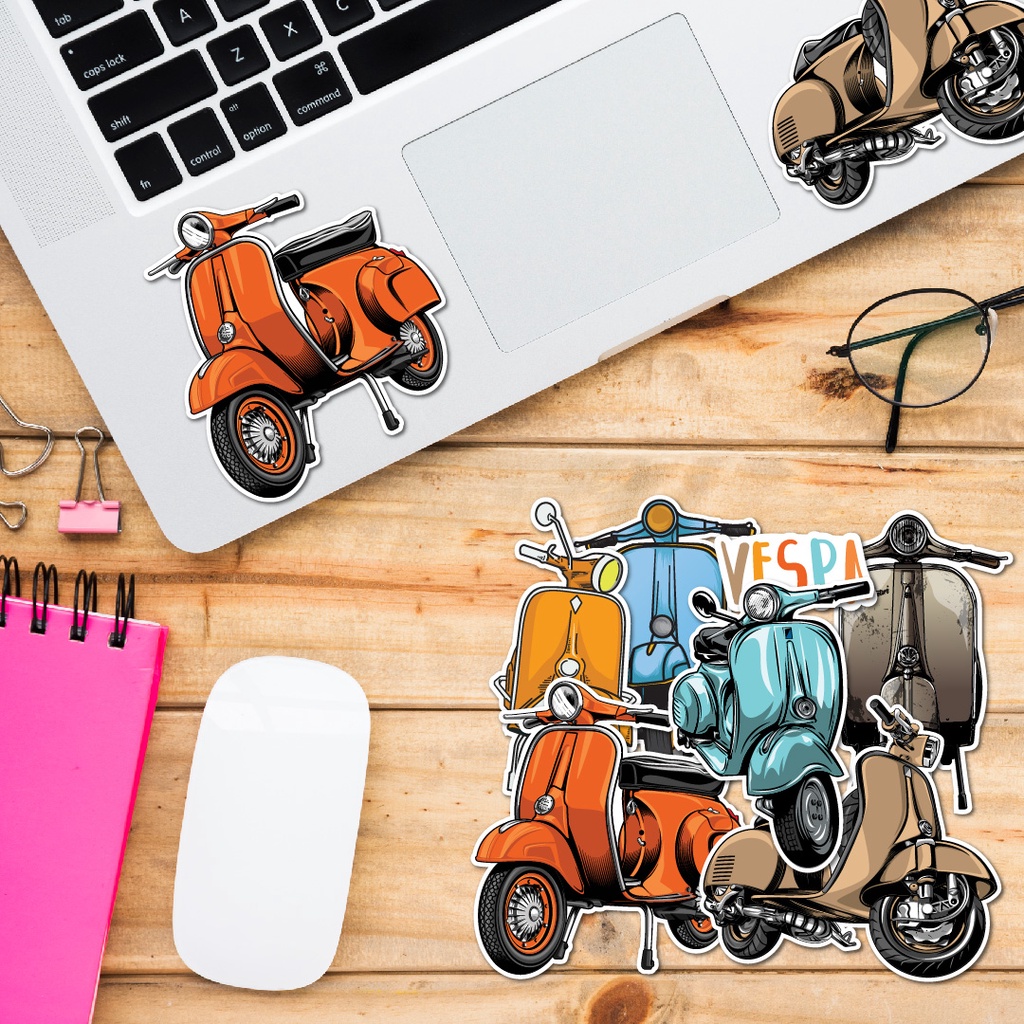 STICKER LẺ - Sticker Vespa dán mũ bảo hiểm, laptop, điện thoại, vali. MSP: SS06