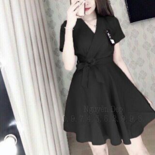 Đầm xòe thắt nơ eo
