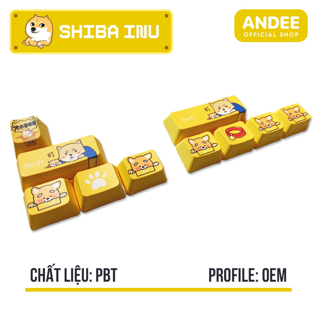 Keycap PBT in dyesub nhiều màu hoạt hình siêu dễ thương Shiba Inu - Doraemon