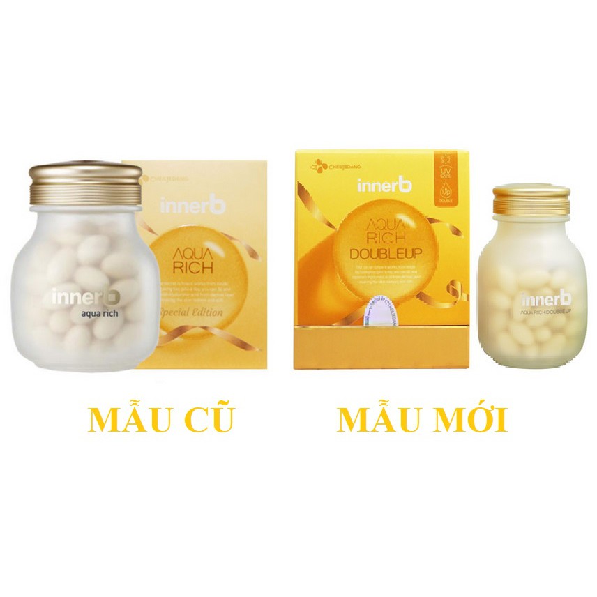 Combo dưỡng ẩm da sáng mịn màng InnerB Aqua Rich DoubleUp Aqua Bank Collagen Glowshot Vitamin C 50ml