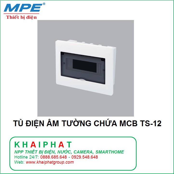 MPE TỦ ĐIỆN ÂM TƯỜNG 12 ĐƯỜNG, 12 MCB, 12 MODULE, 12 TÉP TS-12 CHÍNH HÃNG, GIÁ RẺ - KHẢI PHÁT ELECTRIC