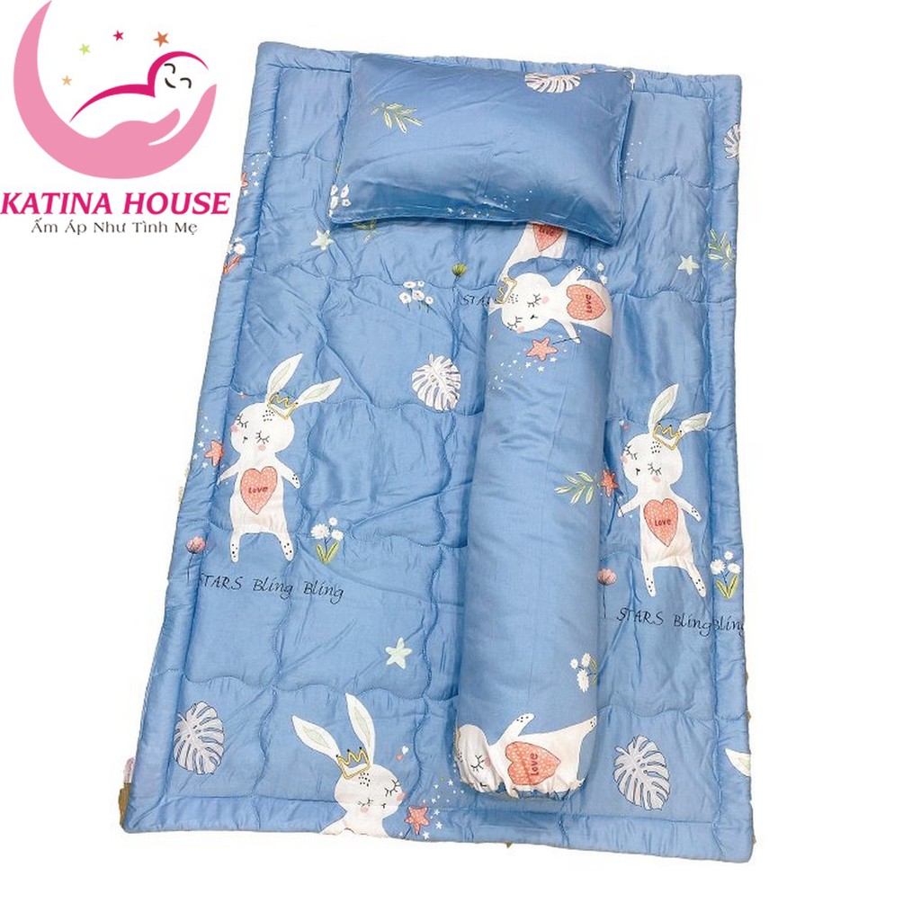 Bộ gối nệm gối ôm cho bé, vải tencel mềm mát, nệm chống thấm 80x120