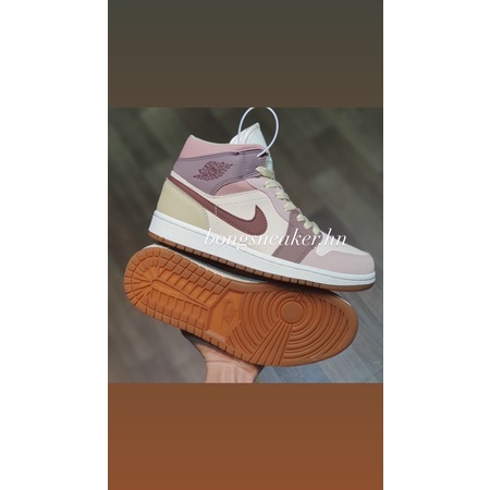 [JD2021MIDPINk]  Giày thể thao cổ cao nữ JD hồng đỏ vàng "JD 1 MID Purple  Red Beans Hồng đậu nữ Ảnh thật