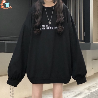 Áo Sweater Dáng Rộng Tay Dài Có In Hoạ Tiết Chữ Phong Cách Đơn Giản Cá Tính