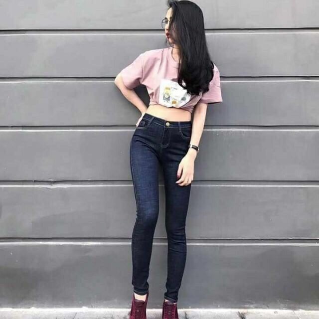 ⚡️Quần Jeans Nữ Trơn Xanh Xước - 0053