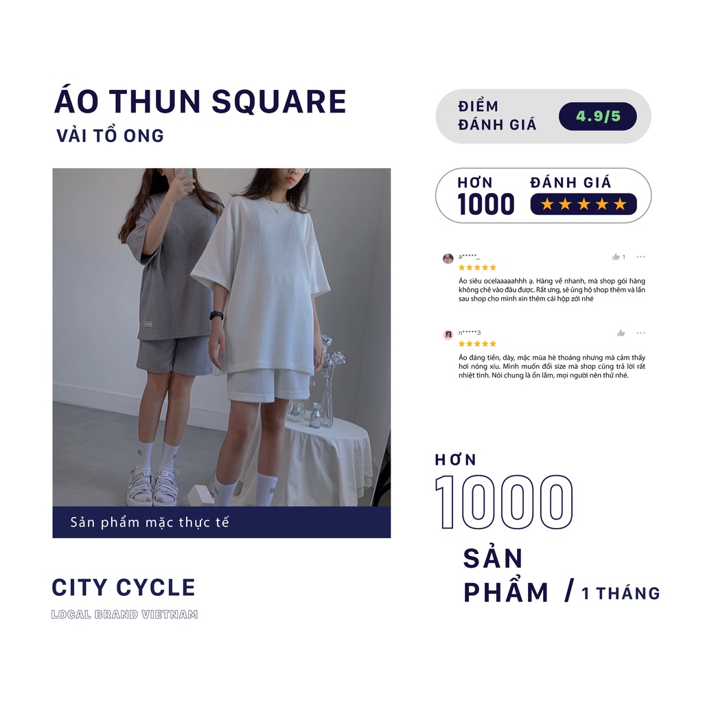 Áo thun tay lỡ Square City Cycle - Áo phông Unisex form rộng hàng cao cấp Local Brand