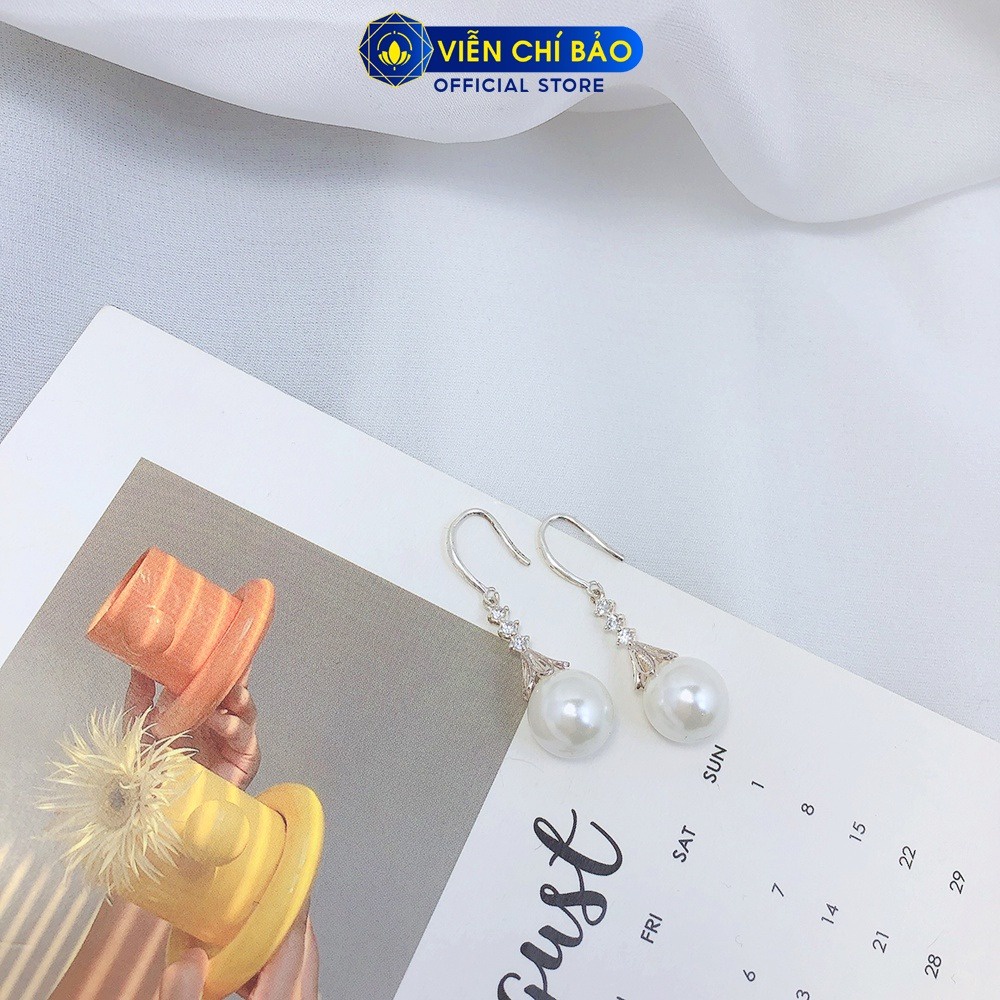 Bông tai bạc nữ hạt châu chất liệu bạc 925 thời trang phụ kiện trang sức Viễn Chí Bảo B400019