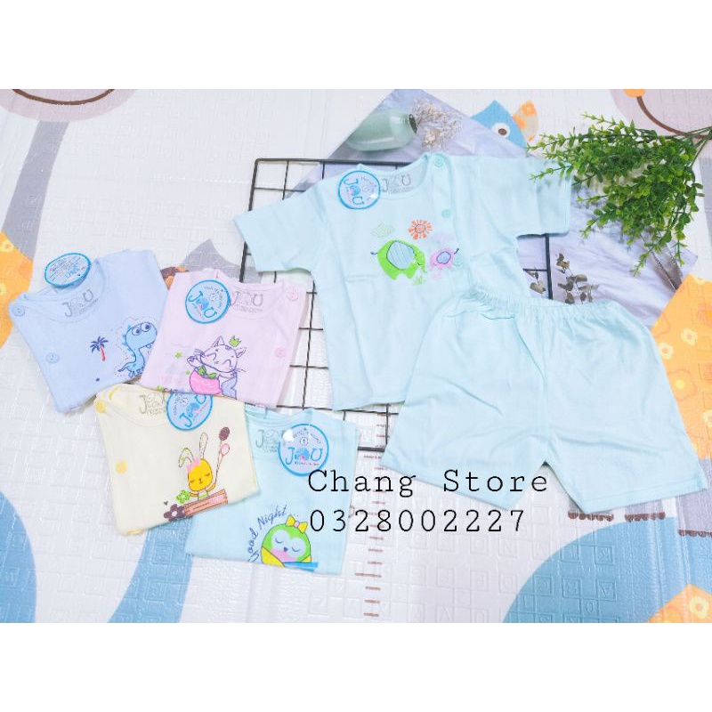 Bộ Tay Ngắn Jou Màu Cho Bé Sơ Sinh ( 3-8kg ). Cotton 100%