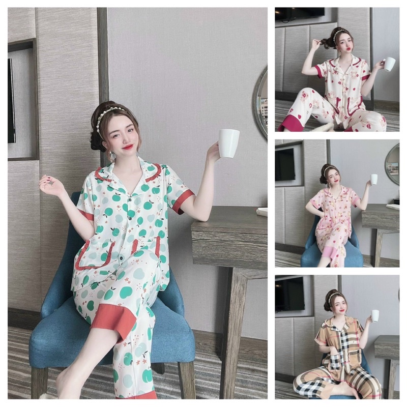 Bộ ngủ Pyjama mặc nhà dễ thương tay ngắn quần dài