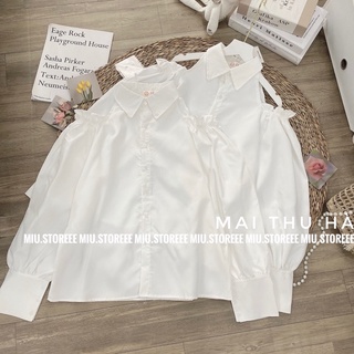 [ẢNH THẬT] ÁO SƠ MI HỞ VAI TAY CHUN BỒNG ASMHVB