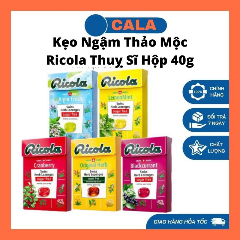 (5 Vị) Kẹo Ngậm Thảo Mộc Không Đường Ricola Thuỵ Sĩ 40g