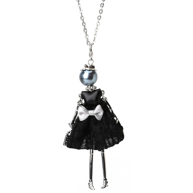 Vòng cổ dài mặt búp bê vải thời trang cho nữ