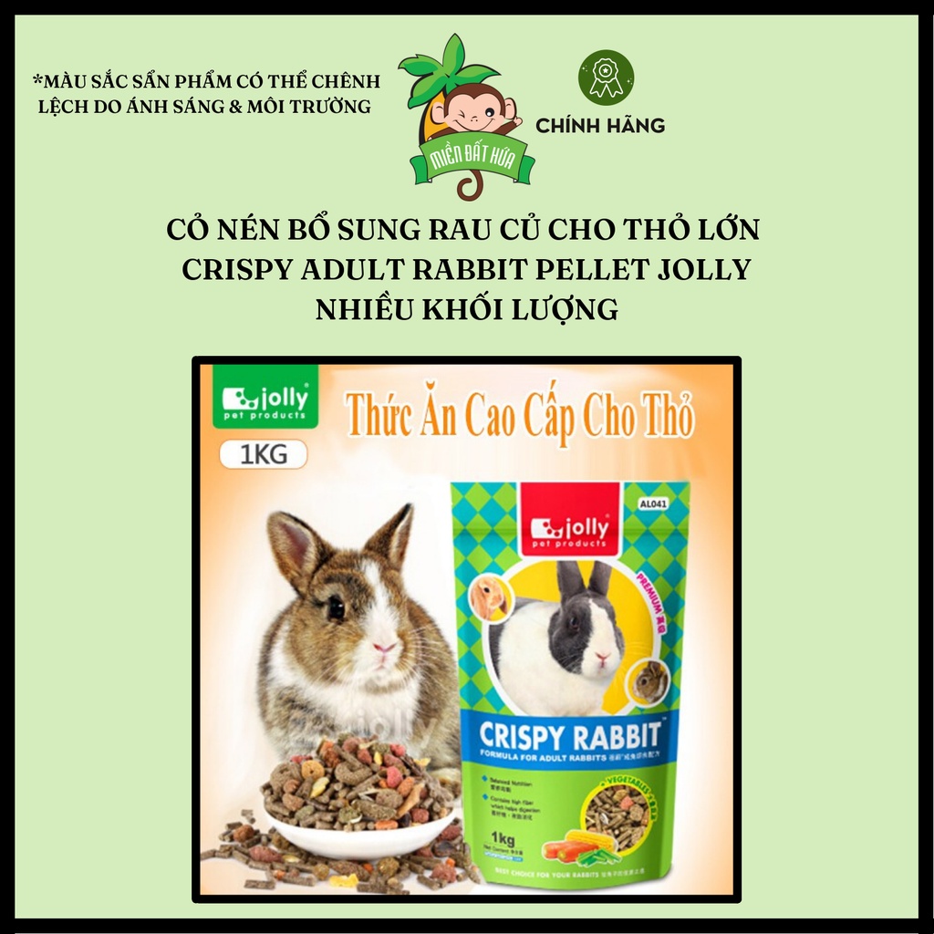 Thức ăn thỏ bọ - Cỏ nén Crispy bổ sung rau củ cho thỏ lớn chính hãng Jolly 1kg, 2.5kg gram dành cho thỏ