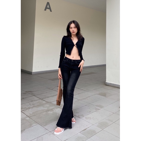 WEDNESDAY Quần jean ống loe lưng thấp y2k - Flare Jeans