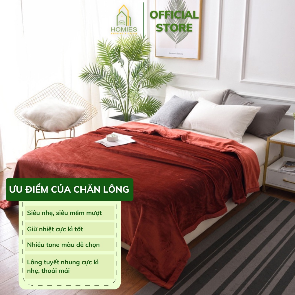 Chăn Lông Tuyết HOMIES Bedding & Décor Lông Thỏ Nhập Khẩu Dùng 4 Mùa Siêu Mềm Mịn Kích Thước 2m x 2m3