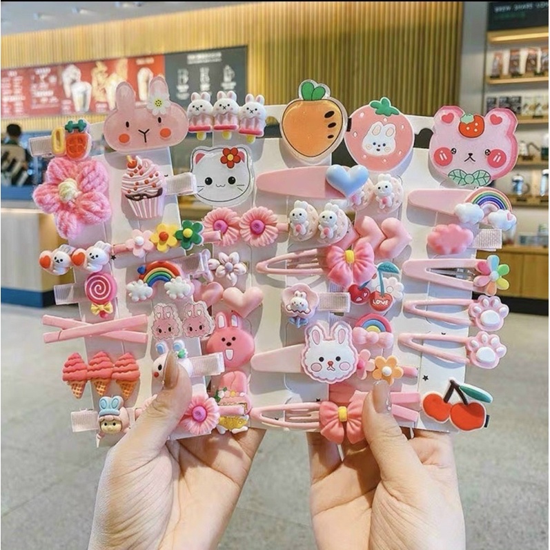 Vỉ 14 kẹp tóc sắc màu siêu yêu cho bé (giao ngấu nhiên)