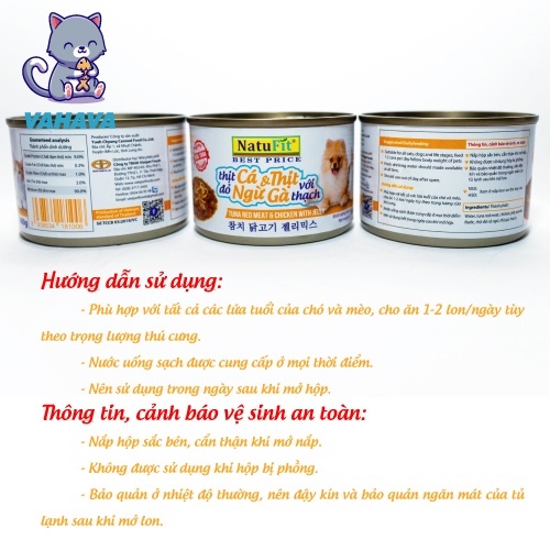 Pate NatuFit Thịt Đỏ Cá Ngừ Với Thạch Nhiều Vị Cho Chó Mèo Kén Ăn 160g - VAHAVA