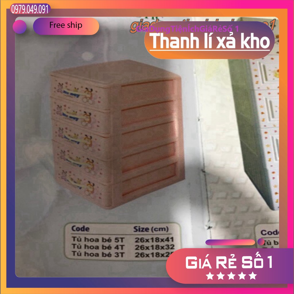 Tủ nhựa mini 4 tầng Việt Nhật (tủ nhỏ không đựng được quần áo )