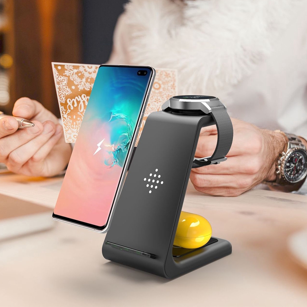Bộ sạc không dây 3 trong 1 thích hợp cho iPhone Samsung Apple Watch Airpods