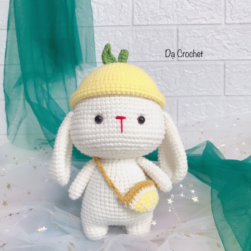 Con Thỏ Tai Dài Nhồi Bông Bằng Len Dễ Thương Cho Bé - Thú Bông Handmade Đan Móc Thủ Công Bằng Tay