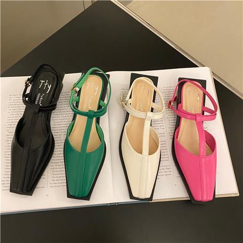 Giày Sandal Gót Vừa Mũi Vuông Phong Cách Pháp Thời Trang Xuân Hè Hàng Mới Dành Cho Bạn Nữ 2022