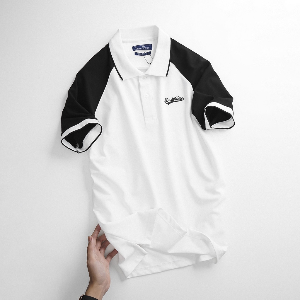 Áo thun polo nam Dusty Tailor phối raglan, áo phông nam 2 màu basic, bo dệt sang trọng tinh tế, vải cotton thun co giãn