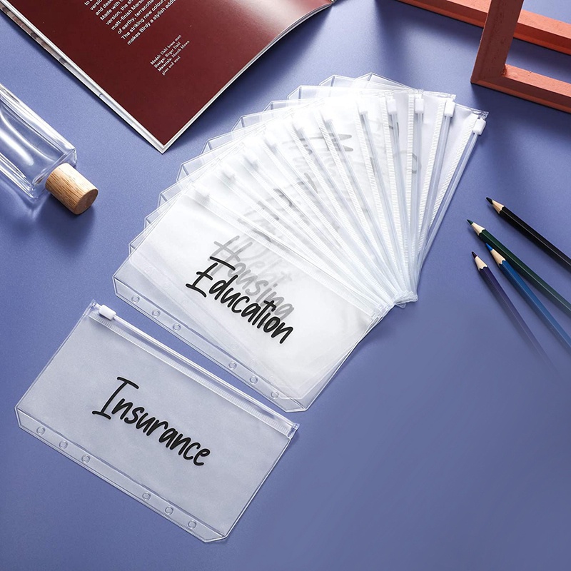 Sổ tay A6 kèm vỏ bọc bằng PVC chống thấm nước có 6 vòng nhẫn tiện dụng