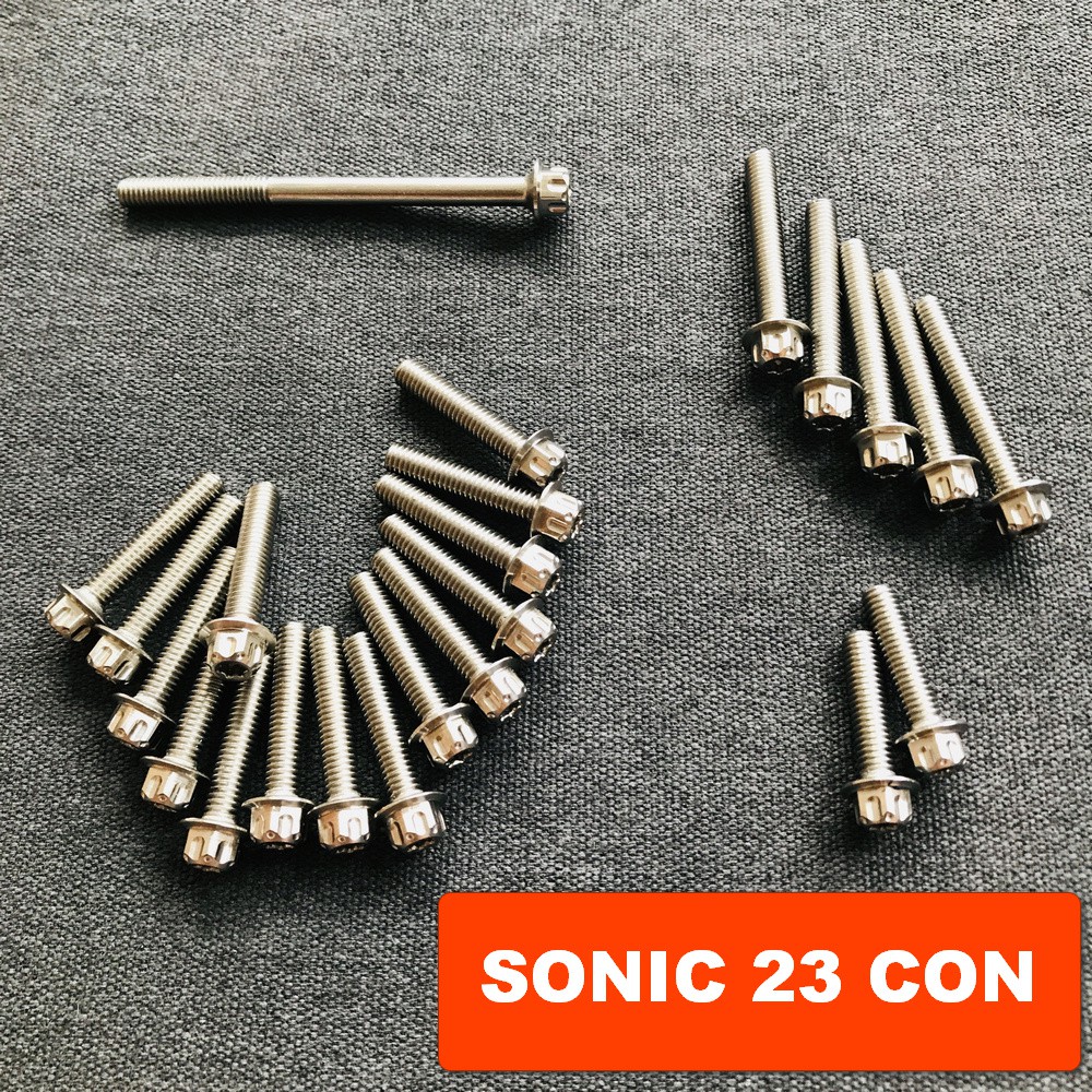 [SÁNG BÓNG] Bộ ốc lốc máy INOX kiểu SALAYA gắn xe SONIC 150