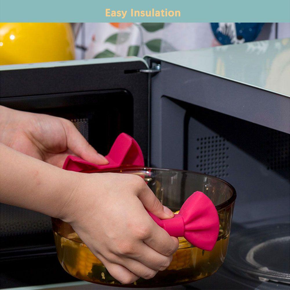 Set 2 Kẹp Nhấc Nồi Cách Nhiệt Chống Trượt Hình Nơ Giá Đỡ