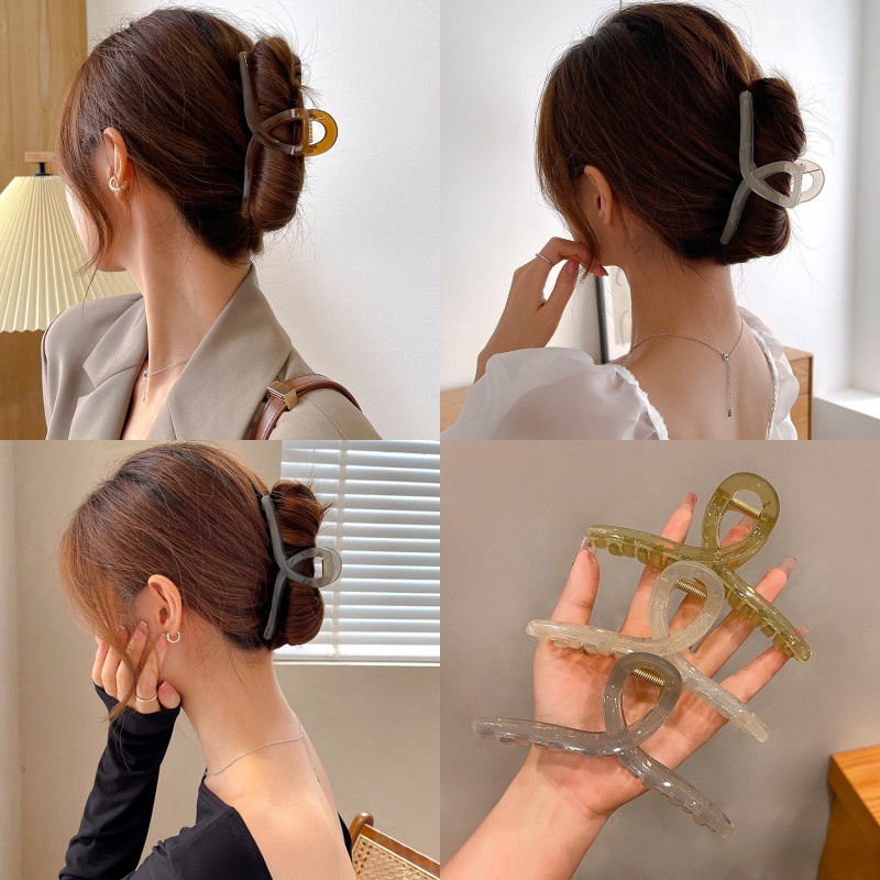 Kẹp Tóc Càng Cua Lưng Cá Mập Bằng Acrylic Cỡ Lớn Dành Cho Bạn Nữ