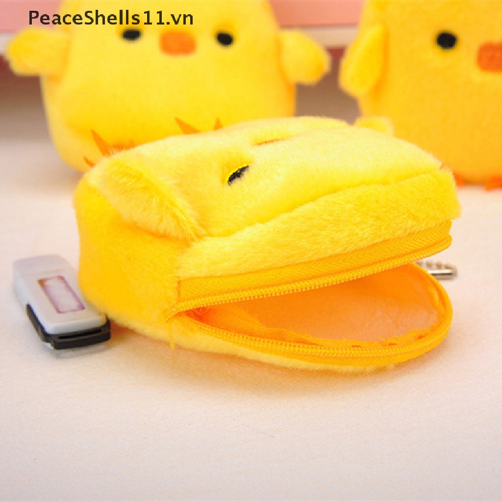 1 Ví Đựng Tiền Xu Mini Mềm Mại Hình Gà Con Màu Vàng Dễ Thương