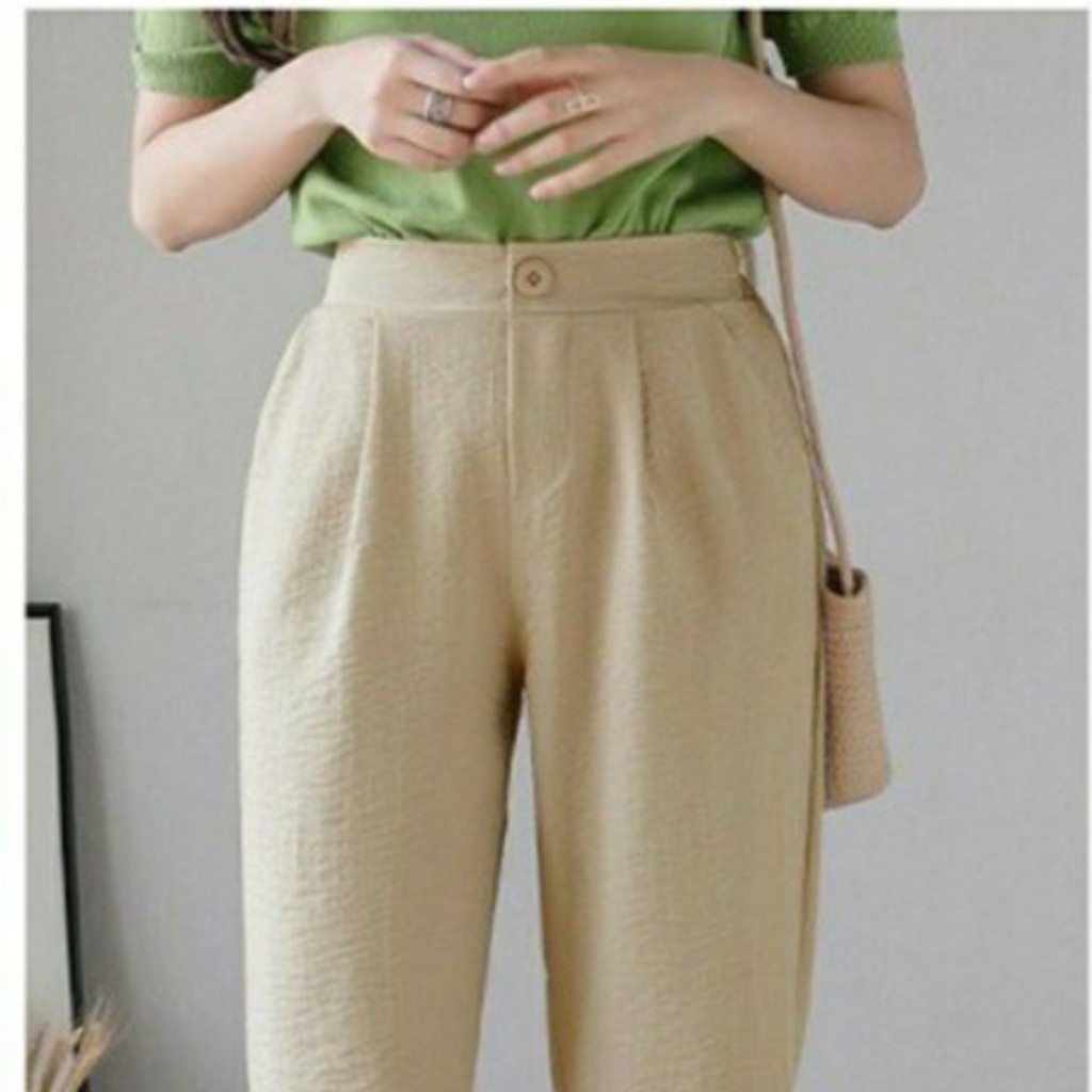 Quần đũi nữ baggy lưng tthun cạp cao có khóa trước chun sau tạo dáng cho chị em tù 40kg đến 65kg