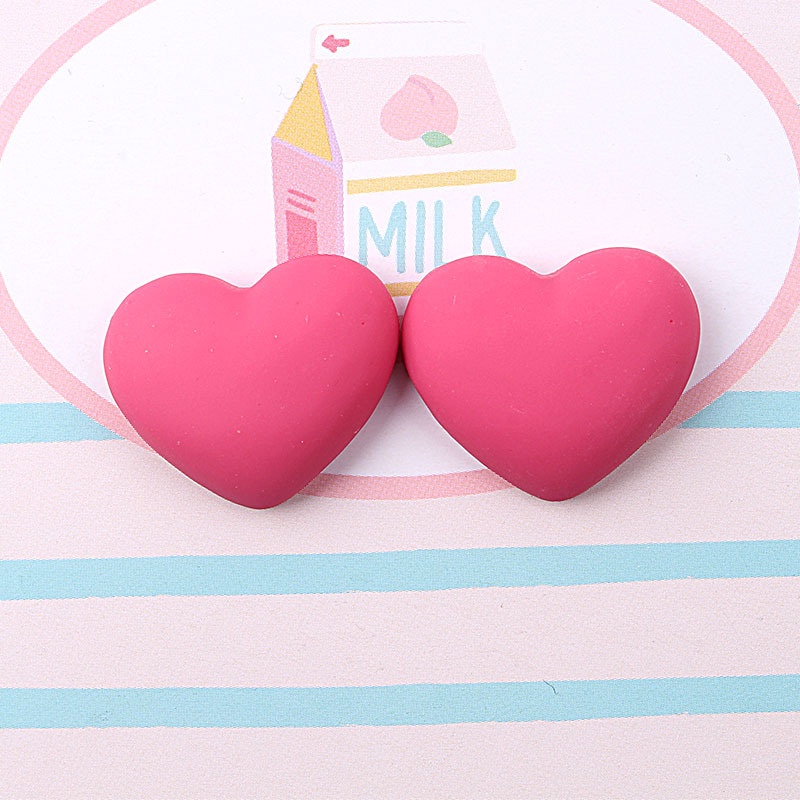 Set 10 Phụ Kiện Trang Sức Hình Trái Tim Bằng Nhựa Resin Màu Kẹo Xinh Xắn DIY