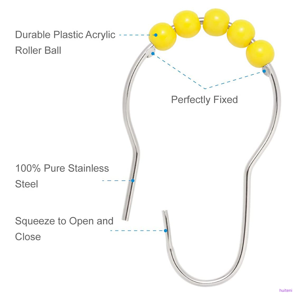 12 Móc Treo Rèm Nhà Tắm Bằng Thép Không Gỉ | BigBuy360 - bigbuy360.vn