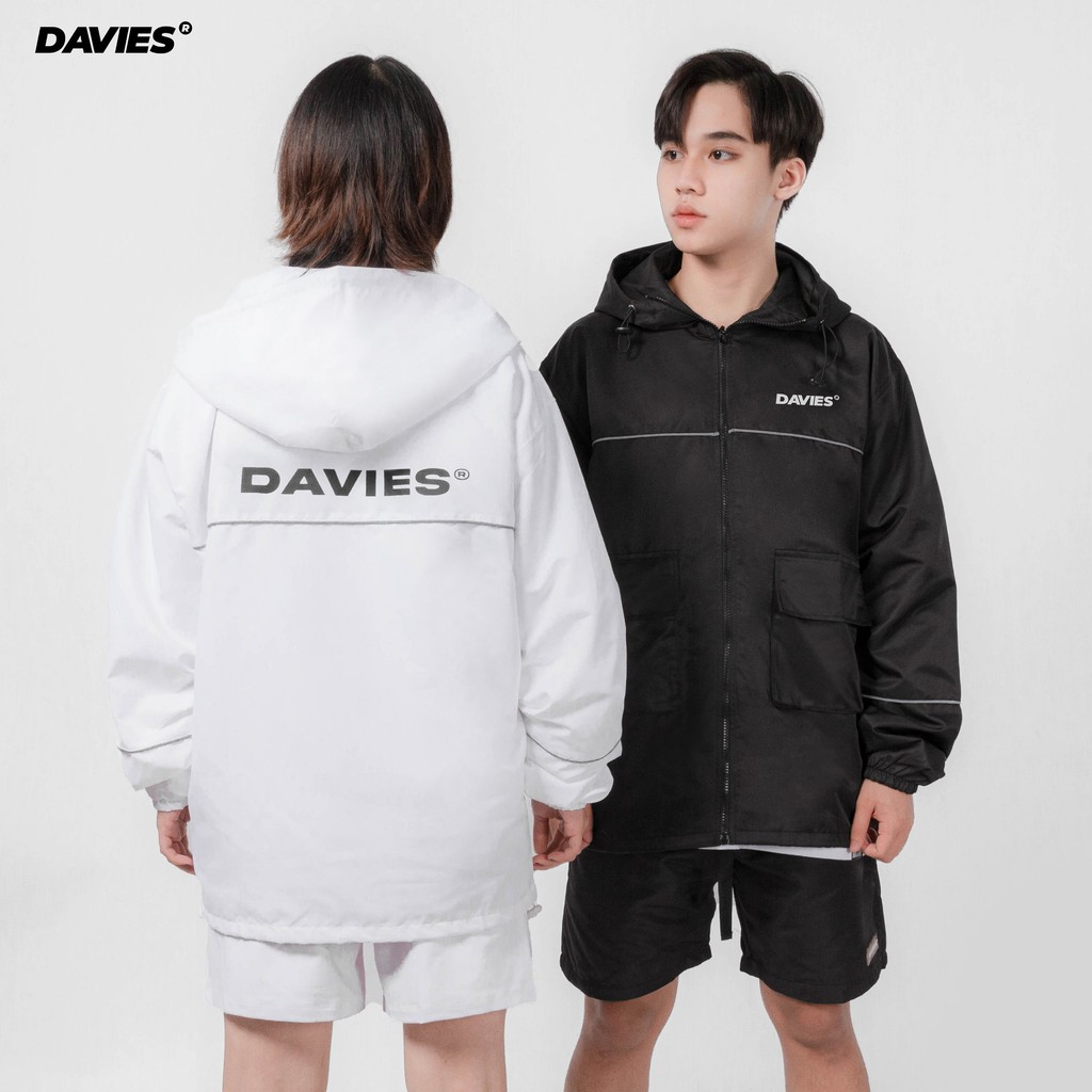 Áo khoác nam nữ dù có mũ màu đen phản quang Highlight Jacket Davies