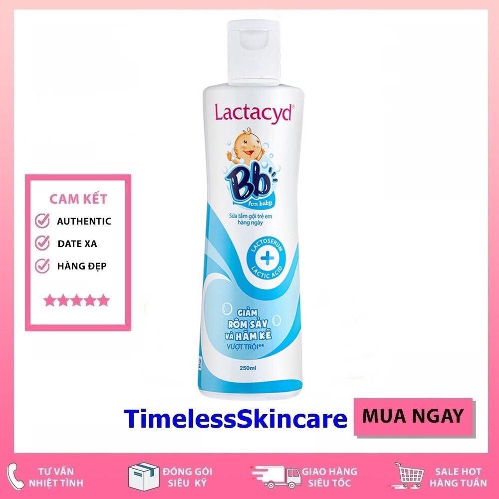 Sữa Tắm Gội Trẻ Em Lactacyd Bb Giảm Rôm Sảy &amp; Hăm Kẽ Vượt Trội 250ml