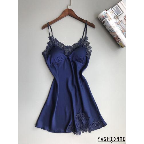 [Mã FASHIONT4WA2 giảm 10K đơn 50K] Áo ngủ lụa satin phối ren quyến rũ | BigBuy360 - bigbuy360.vn