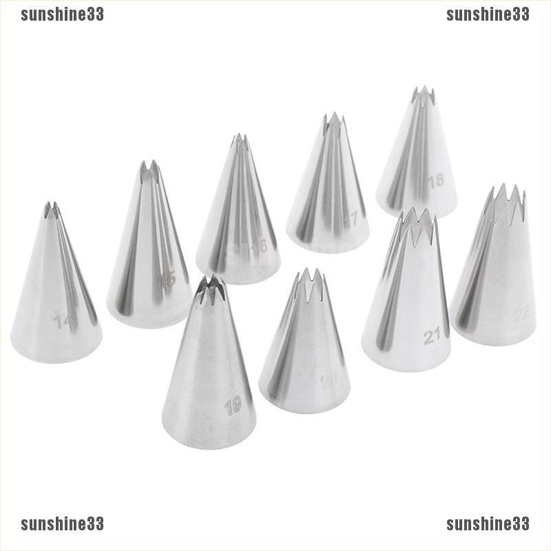 Set 9 đầu bắt bông kem trang trí bánh kim loại miệng kiểu ngôi sao tiện lợi