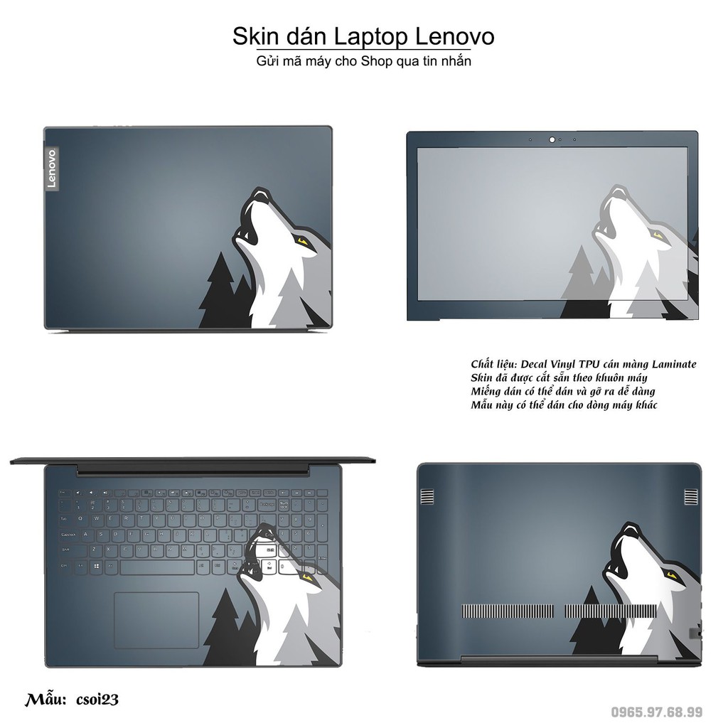 Skin dán Laptop Lenovo in hình sói tuyết